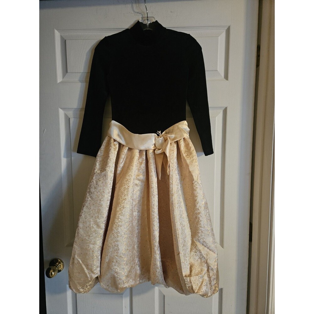 American Girl Size 10 Midnight Holly Holiday Dress Black Velvet & Gold Girls